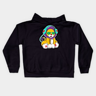 Lion - Music with Headphone Kids Hoodie